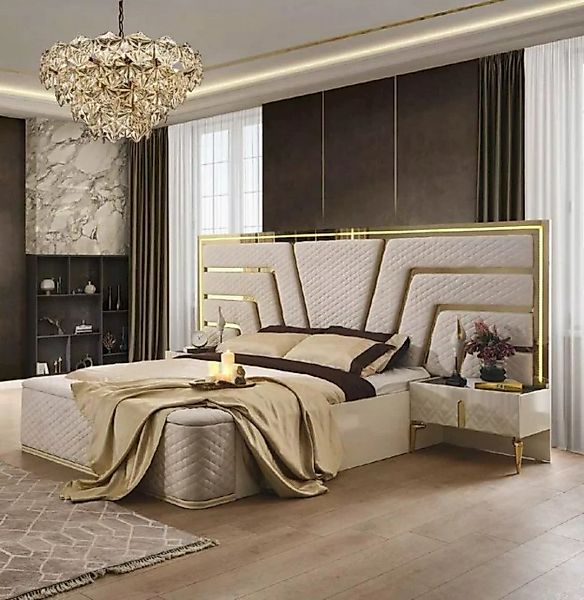 JVmoebel Bett Beleuchtetes Bett Design Doppelbett Luxus Betten Polster Möbe günstig online kaufen