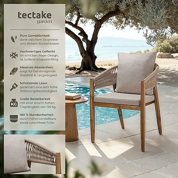 tectake Gartenstuhl Manacor (Set, 2 St), günstig online kaufen
