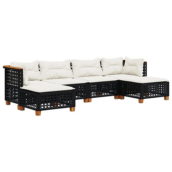 vidaXL 6-Tlg Garten-Sofagarnitur mit Kissen Schwarz Poly Rattan 3261950 günstig online kaufen