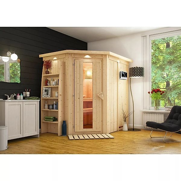 Sauna Caspa Energiesparsauna-Set Naturbel. inkl. Ofen 3,6 kW ext. Strg. günstig online kaufen
