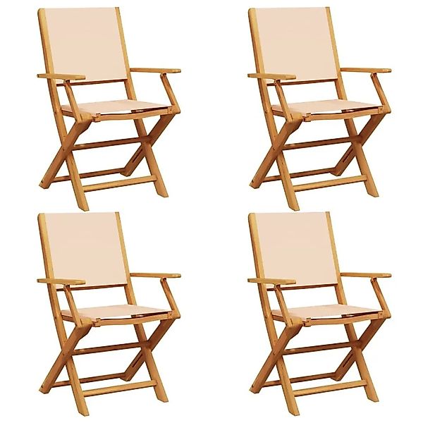 vidaXL Gartenstühle 4 Stk Klappbar Beige Stoff und Massivholz 3214583 günstig online kaufen
