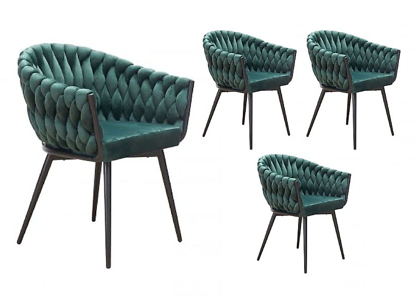 LC Home Esszimmerstuhl »Remy« Flechtoptik Samt günstig online kaufen
