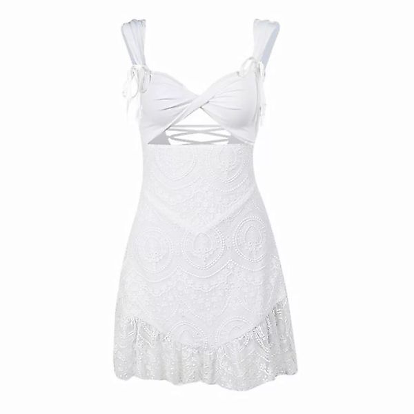 KIKI A-Linien-Kleid Rückenfreies, geknotetes, strukturiertes Kleid mit Rüsc günstig online kaufen