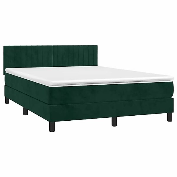 vidaXL Boxspringbett mit Matratze & LED Dunkelgrün 140x190 cm Samt 3134522 günstig online kaufen