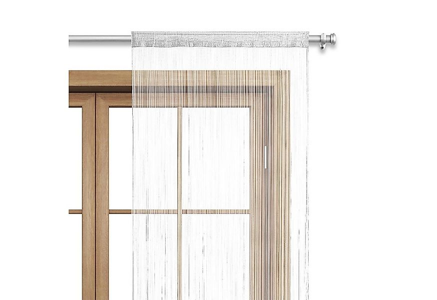 wometo Fadenvorhang Fadenvorhang weiß (1 St), Stangendurchzug, halbtranspar günstig online kaufen