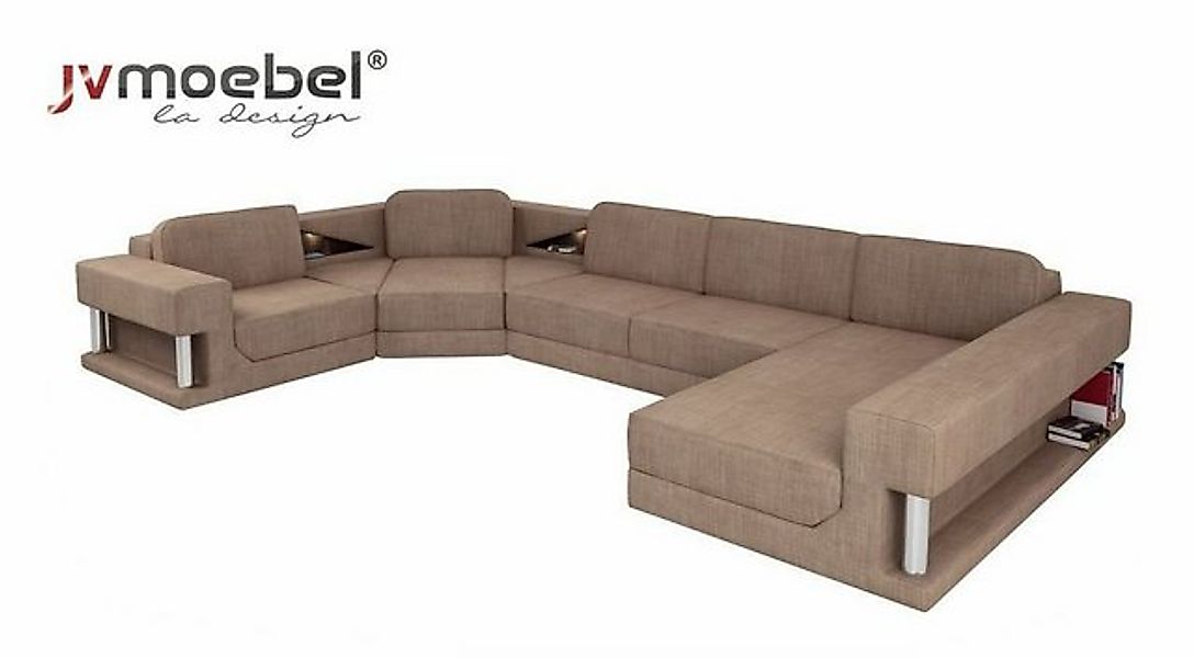 JVmoebel Ecksofa U-Form Bettfunktion Couch Polster Textil Eck Wohnlandschaf günstig online kaufen