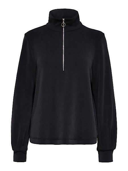 SELECTED Softtouch Halbreissverschluss Sweatshirt Damen Schwarz günstig online kaufen