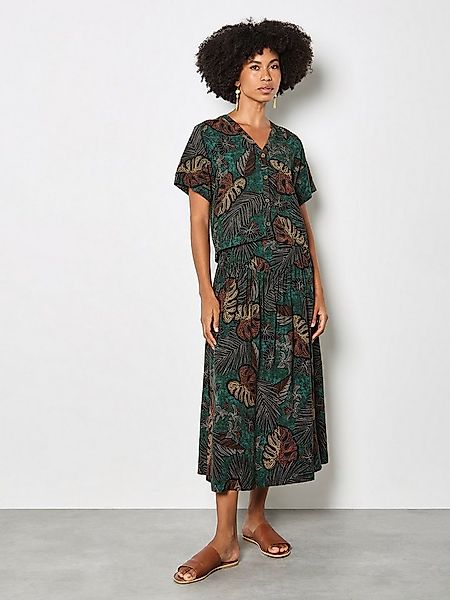 Apricot Klassische Bluse Hemd mit tropischem Blattprint Druck günstig online kaufen