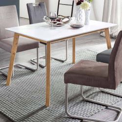 Küchentisch in Weiß Eiche massiv modern günstig online kaufen