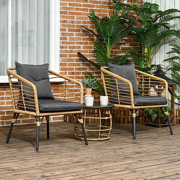 Outsunny Sitzgruppe Bistro-Set, wetterbeständig, (Gartengruppe, 3-tlg., günstig online kaufen