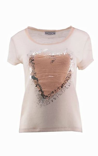 Passioni T-Shirt T-Shirt mit Metallic-Print und Strass Herz auf der Vorders günstig online kaufen