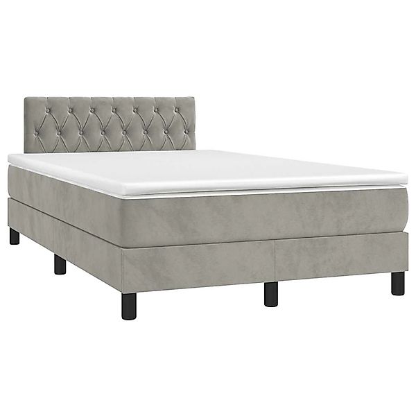vidaXL Boxspringbett mit Matratze & LED Hellgrau 120x190 cm Samt 3270171 günstig online kaufen