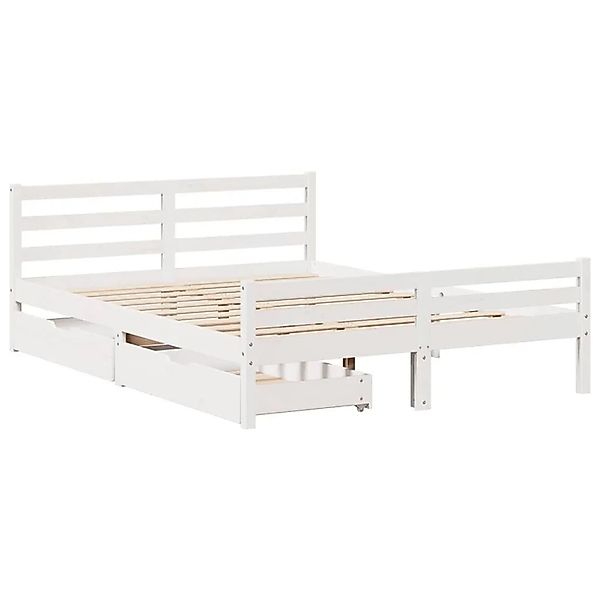 vidaXL Massivholzbett ohne Matratze Weiß 135x190 cm Kiefernholz 3301601 günstig online kaufen