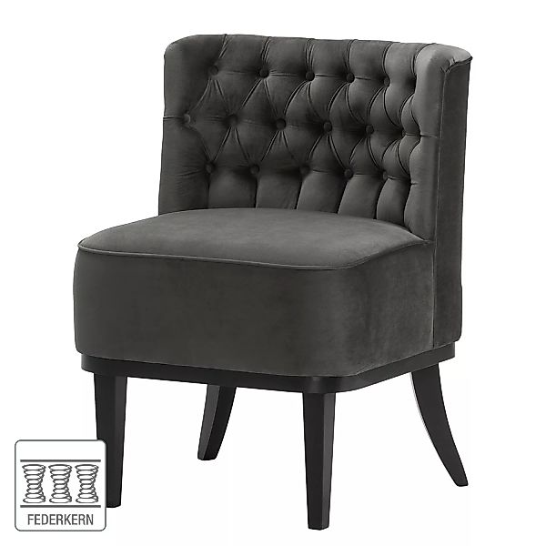 home24 Norrwood Sessel Farida I Grau Samt 72x80x65 cm (BxHxT) günstig online kaufen