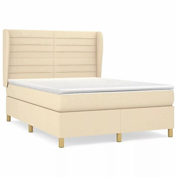 vidaXL Boxspringbett Boxspringbett mit Matratze Creme 140x200 cm Stoff Bett günstig online kaufen