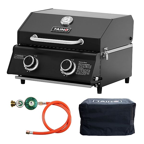 Taino Platinum Compact Dark Set Haube Regler Tischgrill 2 Brenner Gasgrill günstig online kaufen