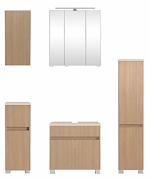 welltime Badmöbel-Set "EIXO, 5tlg.-Set: Spiegelschrank, Unterbeckenschrank günstig online kaufen