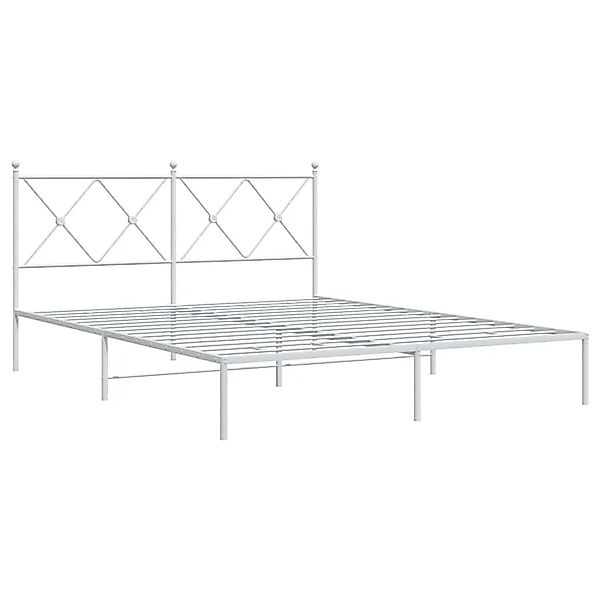 vidaXL Bettgestell mit Kopfteil Metall Weiß 150x200 cm 376553 günstig online kaufen
