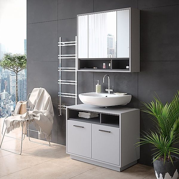 Vicco Waschbeckenunterschrank Beatrice, Grau/Anthrazit, 80 x günstig online kaufen