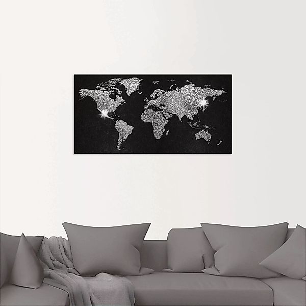 Artland Wandbild "Weltkarte Glitzer", Land- & Weltkarten, (1 St.), als Alub günstig online kaufen