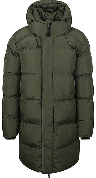 Superdry Lange Pufferjacke Hooded Moosgrün - Größe M günstig online kaufen