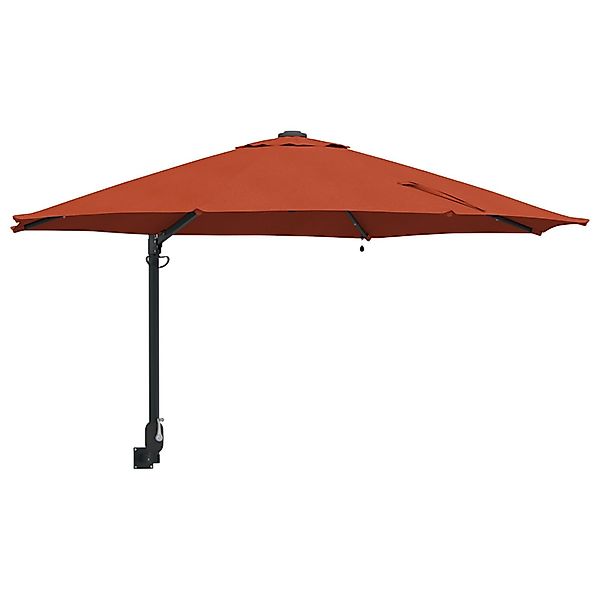vidaXL Sonnenschirm Wand-Sonnenschirm mit LED-Leuchten Terrakottarot günstig online kaufen