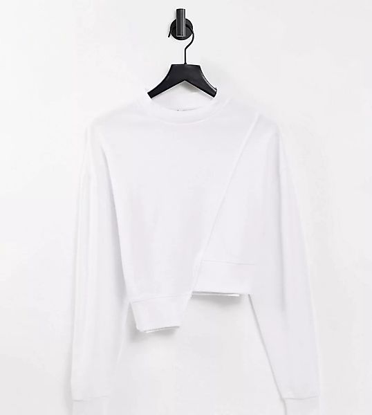 ASYOU – Sweatshirt in Weiß mit nach hinten abfallendem Saum günstig online kaufen