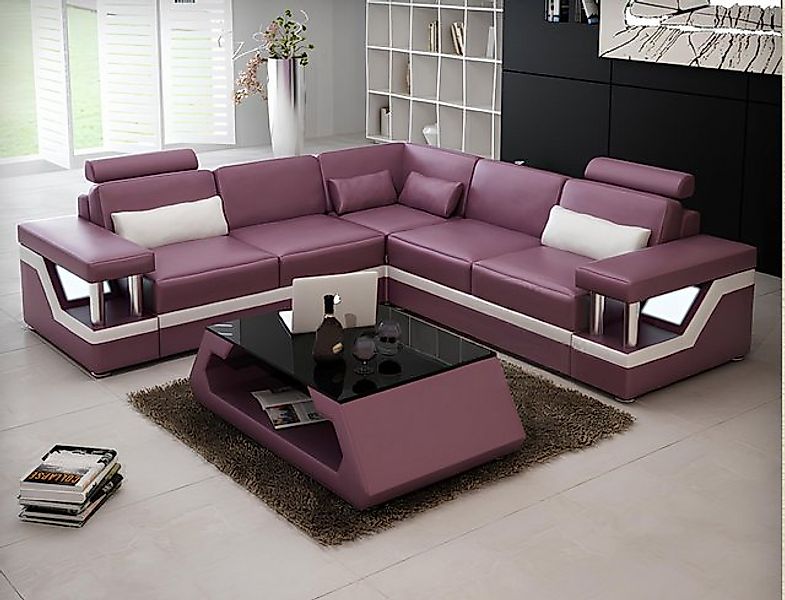 JVmoebel Ecksofa XXL Ledersofa mit USB Garnitur Wohnlandschaft Eckcouch Led günstig online kaufen