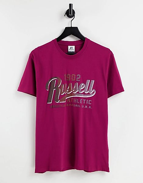 Russell Athletic – T-Shirt in Marineblau mit Logo im Farbverlauf-Design günstig online kaufen
