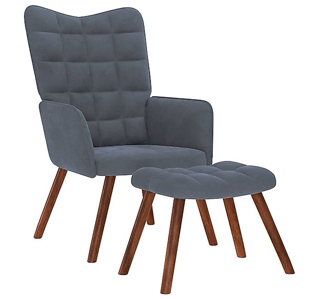 vidaXL Sessel Relaxsessel mit Hocker Dunkelgrau Samt (1-St) günstig online kaufen