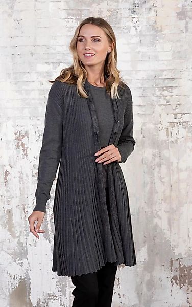 Passioni Cardigan Twinset mit langem Plissee-Cardigan und Strasssteinen günstig online kaufen