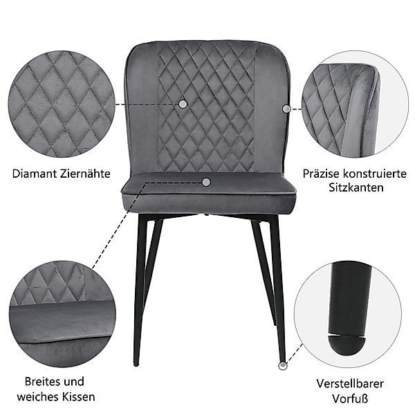 i@home Esszimmerstuhl Polsterstuhl mit Metallbeine, Samt günstig online kaufen