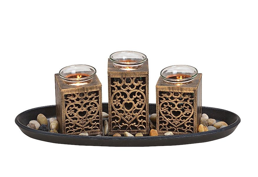 Spetebo Kerzentablett Teelichthalter Deko Set 8-teilig günstig online kaufen