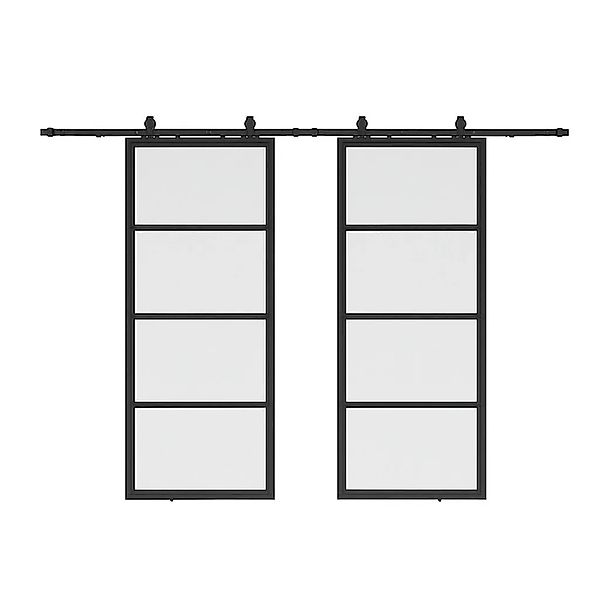 inova Loft Glasschiebetür Satiniert 4 Felder 2050 x 2200 mm Komplettset aus günstig online kaufen