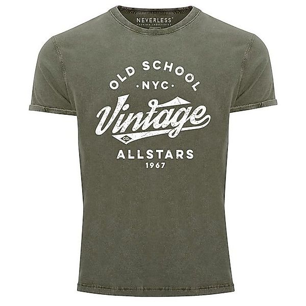 Neverless Print-Shirt Herren Vintage Shirt Retro Schriftzug Allstars Old Sc günstig online kaufen