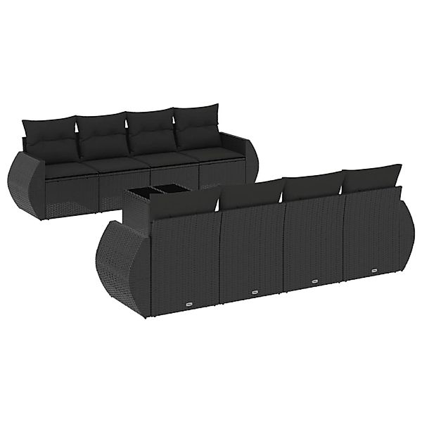 vidaXL 9-Tlg Garten-Sofagarnitur mit Kissen Schwarz Poly Rattan 3221144 günstig online kaufen