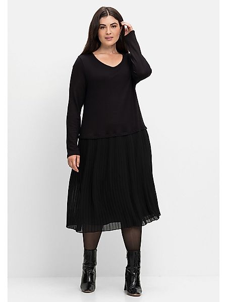 Sheego Strickkleid Große Größen mit Plisseerock günstig online kaufen