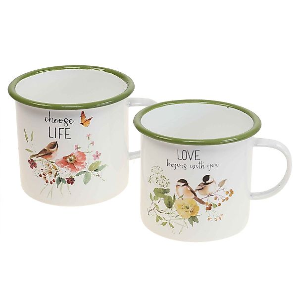 Viana Übertopf Pflanztasse Emaille Vintage Blumentopf günstig online kaufen