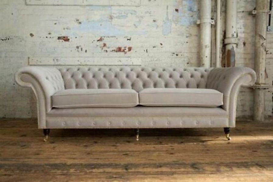 JVmoebel Chesterfield-Sofa, Blaue Chesterfield Couch Textil 4 Sitzer XXL Bi günstig online kaufen
