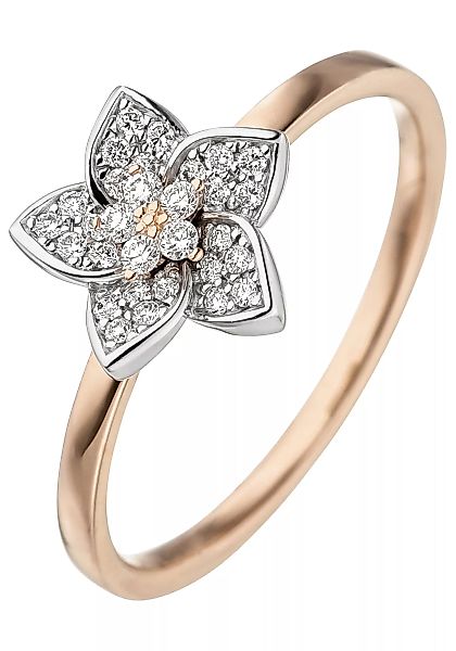 JOBO Diamantring "Blume", 585 Gold bicolor mit 30 Diamanten günstig online kaufen