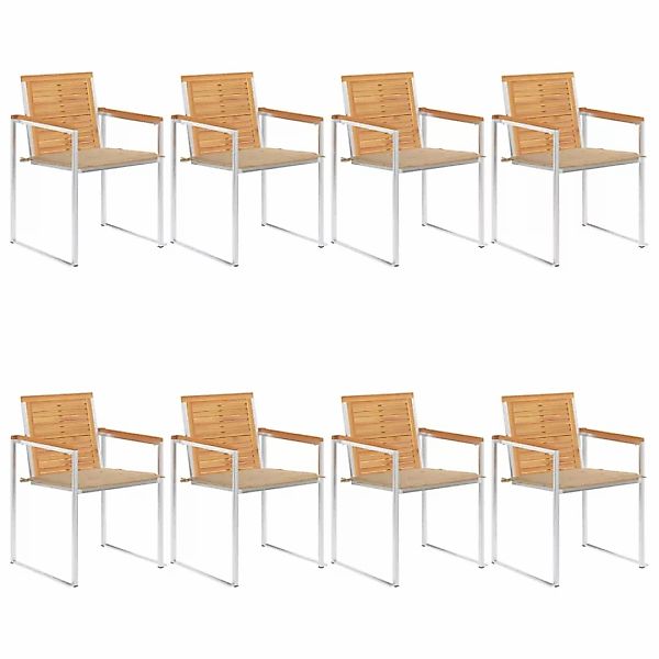 Gartenstühle 8 Stk. Mit Kissen Massivholz Teak günstig online kaufen