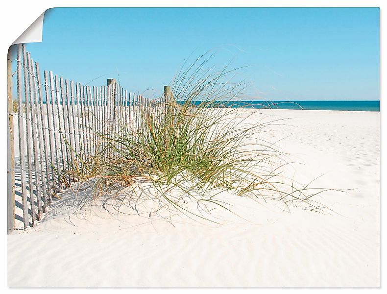 Artland Wandbild "Schöne Sanddüne mit Gräsern und Zaun", Strand, (1 St.), a günstig online kaufen