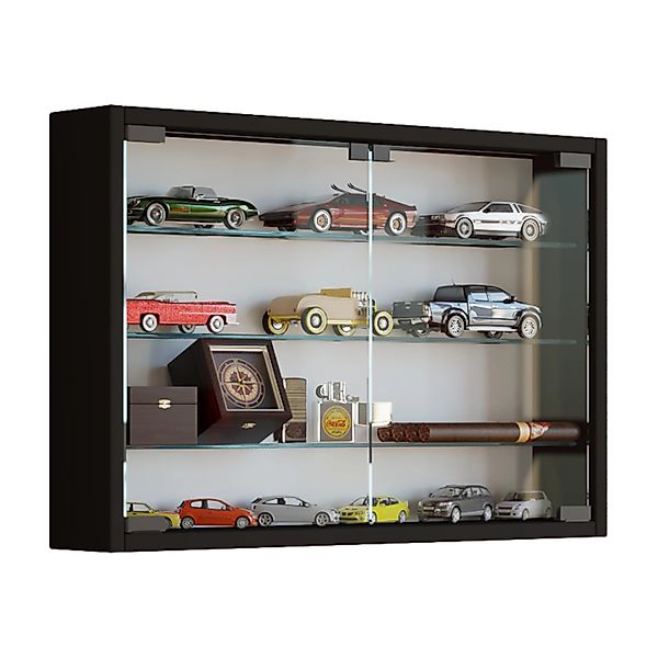 ebuy24 Mandosa M Vitrinenschrank an der Wand Montierte 2 Glastüren Schwarz günstig online kaufen