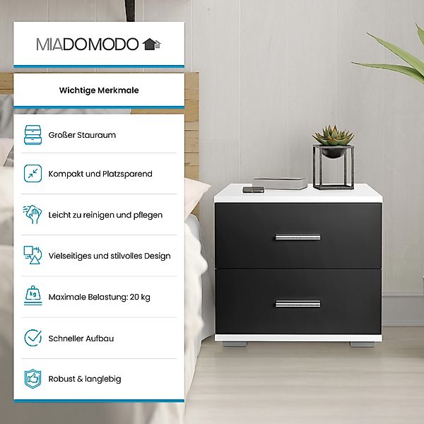 MIADOMODO Nachtkonsole Nachttisch - 2er Set, günstig online kaufen