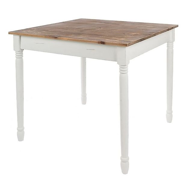 LebensWohnArt Esstisch Landhaus Esstisch COUNTRY 80x80cm weiss-braun Küchen günstig online kaufen