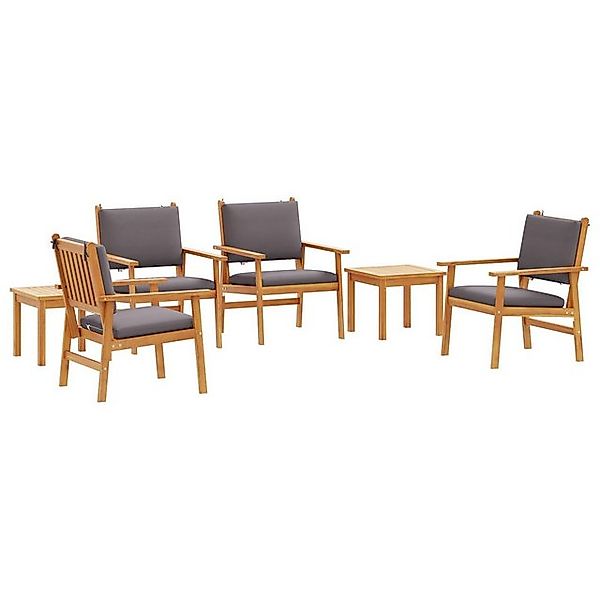 vidaXL Loungesofa 6-teiliges Garten-Esszimmer-Set mit Kissen aus massivem n günstig online kaufen