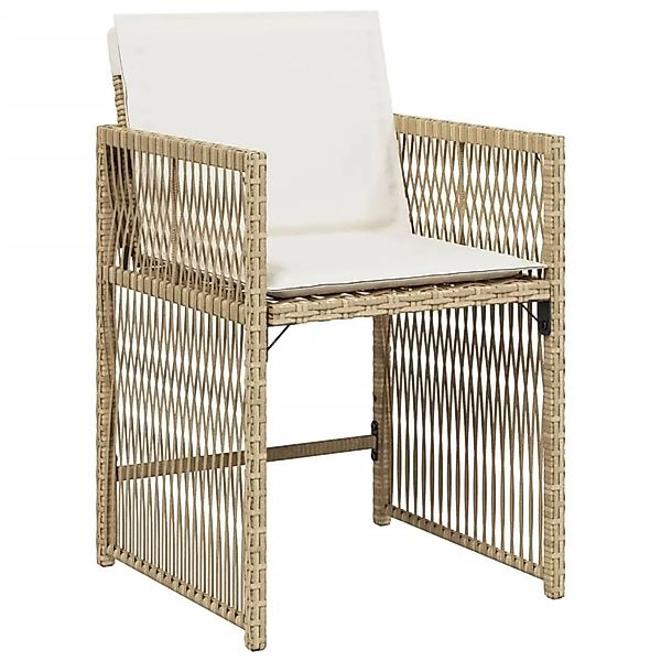 vidaXL Gartenstühle mit Kissen 4 Stk Beige Poly Rattan 365038 günstig online kaufen