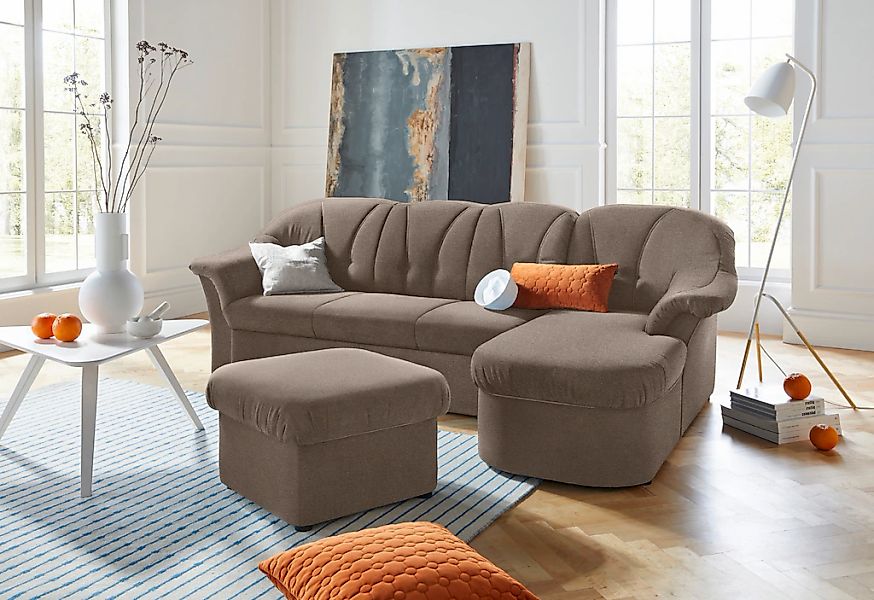 DOMO collection Ecksofa "Pegnitz, elegante Rückensteppung, komfortabel, L-F günstig online kaufen