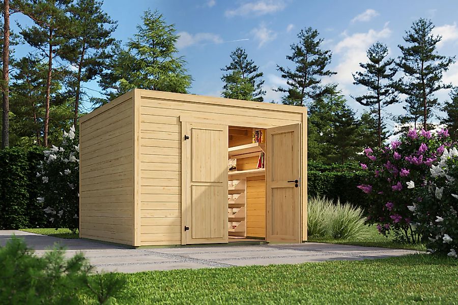 Nordic Holz Gartenhaus "Fynn 3" kleiner stilvoller Schuppen mit Flachdach günstig online kaufen