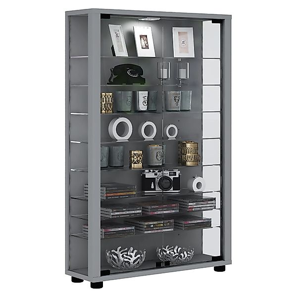 ebuy24 Lumo Mini Vitrinenschrank 2 Glastüren Glasvitrinen mit LED-Leuchten günstig online kaufen